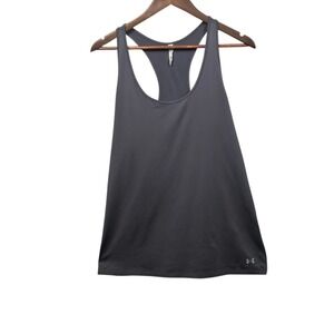 Under Armour Heat Gear Racerback Tank Top Gray Athletic Workout Gym Womens XL